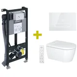 Duravit SensoWash Starck f Wand-Dusch-WC Lite Compact, mit Vorwandelement, mit Betätigungsplatte, 650001012004310+WD1014000000+WD5003012000, Compact