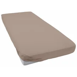 Spannbettlaken CINDERELLA "Spannbettlaken (bis 25 cm)", grau (taupe), B:180cm L:200cm, Jersey, Obermaterial: 100% Baumwolle, Laken, Elastizität für ein glatt bezogenes Bett