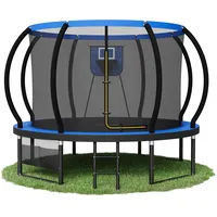 Devoko Outdoor Trampolin mit Basketballkorb & Sicherheitsnetz - 150 kg Maximalgewicht - Ø 228/305/366/427 cm - Robuster Garten-Trampolinspaß für Kinder und Erwachsene