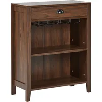 Beliani Sideboard mit Schublade Dunkelbraun Holzoptik Glashalter Elegant Weinschrank
