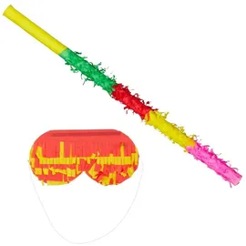 Relaxdays Pinata Zubehör Set 2-teilig Gelb/Grün/Rot