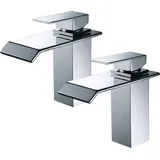2 Wasserhahn Bad wasserfall,Waschtischarmatur mit Badarmatur,Chrom Waschbeckenarmatur,Einhebelmischer Armatur für Waschtisch,Verchromt Mischbatt...