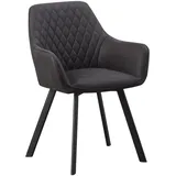 Armlehnenstuhl - dunkelgrau-schwarz - Kunstleder Esszimmerstuhl Küchenstuhl