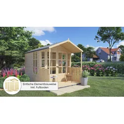 Gartenhaus BERTILO "Salisbury", beige (naturbelassen), Fußboden im Gartenhaus-Fußboden auf der Terrasse, ohne Dacheindeckung, Holz, Gartenhä, Inklusive Fussboden