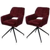 MCW 2er-Set Esszimmerstuhl MCW-N74, Küchenstuhl, drehbar Auto-Return, Stoff Chenille (490g/m2) Öko-Tex ~ bordeaux