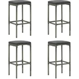vidaXL Barhocker mit Kissen 4 Stk. Grau Poly Rattan