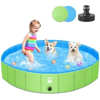 Hundepool für Große & Kleine Hunde, 120cm Faltbarer Hunde Pools Hundebadewanne, PVC Schwimmbecken Planschbecken für Kinder und Hunde, Tragbar Hundebecken Hundebadewanne
