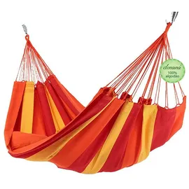 Denana Familien Hängematte Acerola in rot gelb 100% Baumwolle Tuchhängematte von De