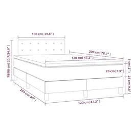 vidaXL Boxspringbett mit Matratze & LED Weiß 120x200 cm Kunstleder