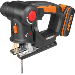 Akku-Stichsäge WORX "WX550 Axis", schwarz (scharz), B:16,5mm H:12,7mm L:25,7mm, Sägemaschinen, Profi 2-in-1 Pendelhub Stich- & Säbelsäge, inkl. Akku & Ladegerät