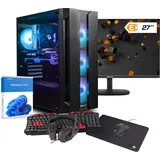 dcl24.de dcl24 Gaming PC Set Ryzen 7 5700X3D, RTX4060Ti 8GB - 1000GB SSD, 32GB DDR4, Gamer PC mit 8x4.1 GHz, WLAN, 27" Monitor, Maus, Tastatur, Windows 11 Pro