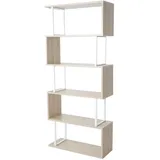 berlinlodge Bücherregal 183 x 80 x 30 cm Eiche-Optik Weiß