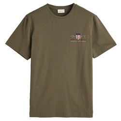 GANT Herren T-Shirt - REG ARCHIVE SHIELD EMB, Rundhals, kurzarm, Stickerei Grün M
