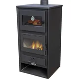 Blist Kaminofen mit Backfach Schwarz Holzofen 10,6 kW Kamin Napoli Ofen Dauerbrandofen Werkstattofen Schwedenofen Hüttenofen Heizofen