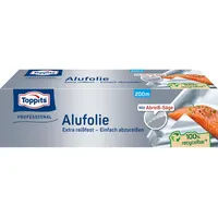 Toppits Alufolie 29,0 cm x 200m, Extra Reißfest, Doppel-Kraft-Waben, Ideal zum Kochen, Grillen & Frischhalten