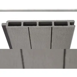 Mendler WPC-Sichtschutz Sarthe, Zaun Windschutz, Alu-Pfosten zum Einbetonieren ~ Basiselement, 190cm grau