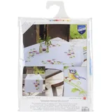 Vervaco Kreuzstich Stickpackungen Tischdecke Meise & Stiefmütterchen Stickdecken Vorgezeichnet Basteln Erwachsene Kreativ Set Vorgedruckte Decke Sticken 80 x 80 cm Stickset DIY Sticken