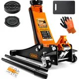 Verda Wagenheber hydraulisch 3T (75-515), 2X Gummi, Kniematte, Profilmesser, Handschuhe Rangierwagenheber, Profi, Doppelpumpsystem Doppelkolben, Heber, Ständer, Flache, Werkstatt, PKW, Wohnmobil