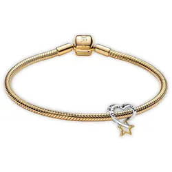 Pandora 68610 Starter-Armband für Damen Set Glücksstern und Herz Goldfarben, 21 cm