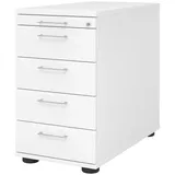 bümö Schreibtisch Schrank abschließbar, Schubladenschrank Holz in weiß, Container mit Schubladen - Schubladen Schrank Büro, Schreibtisch Container