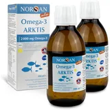 NORSAN Premium Omega 3 Arktis Dorschöl hochdosiert 2x 200 ml / 2.000mg Omega 3 pro Portion mit Zitronengeschmack/Omega 3 Öl mit EPA & DHA/Omega 3 Premium Öl mit 800 IE Vitamin D3