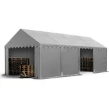 TOOLPORT Lagerzelt 4x8 m Industriezelt Unterstand PVC Plane 750 N grau mit Bodenrahmen -