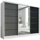 A&J MöbelLand Schiebetürenschrank AURELIA 2 200 x 0 x 0 cm Weiß/Schwarz/Grau