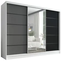 A&J MöbelLand Schiebetürenschrank AURELIA 2 200 x 0 x 0 cm Weiß/Schwarz/Grau