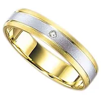 Trauring FIRETTI "Schmuck Geschenk Gold 375 Hochzeit Ehering "LIEBE"" Fingerringe Gr. 18, 0,01 ct SI = kleine Einschlüsse mit Brillant, Gelbgold 375-Weißgold 375, 4mm, goldfarben (gelbgoldfarben-weißgoldfarben) Made in Germany, wahlweise mit oder ohne Brillant