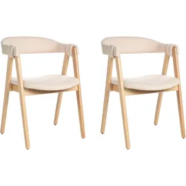 Beliani Esszimmerstuhl 2er Set DAY Bouclé Hellbraun / Beige