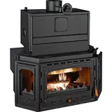 Prity TC W35 Kamineinsatz wasserführend | 40 kW Gesamtleistung (5 kW Luft + 35 kW Wasser) | Ø 200 mm Rauchrohr | Gusseisentür | 58 l Wassertank | Für Zentralheizungssysteme