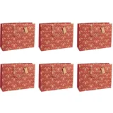 eurowrap X282336Cpack Packung 6 Geschenktasche Tüte Dalarna, Format Shopping (37,3x11,8x27,5 cm), 210g, geeignet für voluminöse Geschenke, Tannenbaum Kraft Rot, 6 Stück