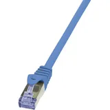Logilink CQ3066S RJ45 Netzwerkkabel, Patchkabel CAT 6a S/FTP 3.00 m Blau Flammwidrig, mit Rastnasenschutz 1 St.