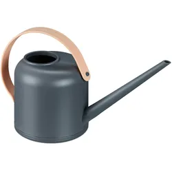 Relaxdays Gießkanne Zimmerpflanzen, 1,7 Liter, Kunststoff, Blumengießkanne für Zimmerpflanzen, langer Hals, grau/natur