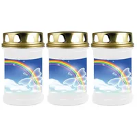 HS Candle Grabkerze GK-04210 (3-tlg), Grabkerze Brenndauer 48 Stunden mit Motiven