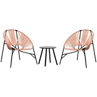 VidaXL Gartenstuhl-Set 3-tlg. Schwarz und Orange Poly Rattan -