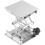 Labasics Laborhebebühne, 100 x 100 mm Lab Jack Scherenständer Hubtisch aus Edelstahl, Hebebühne Labor, Erweiterbarer Hebehöhenbereich von 45 mm bis 158 mm, Maximal Unterstützte Gewicht 5 KG