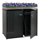 2er-Mülltonnenverkleidung HWC-O67, Mülltonnenbox mit Pflanzkasten, Metall 125x132x84cm 55kg - anthrazit