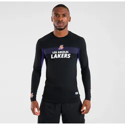 Funktionsshirt langarm Basketball UT500 NBA Los Angeles Lakers Damen/Herren schwarz rauchschwarz|königliches Lila M