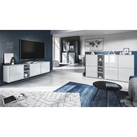 Vladon Highboard, Eiche San Remo, Holzwerkstoff, 130.5x105.5x35.5 cm, Wohnzimmer, Kommoden & Sideboards, Highboards