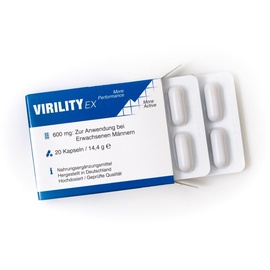 Exvital Virility EX - 600mg Aktiv Formel zur Anwendung bei erwachsenen Männern, 20 St. Hochdosierte komplexe – Hochdosiert & in Premiumqualität
