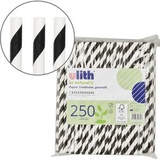 Böttcher-AG Strohhalme aus Papier, Länge 21cm, schwarz / weiß, 250 Stück