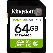Kingston Canvas Select Plus SD 64GB SDXC Gen3 100MB/s C10 UHS-I U1 V10