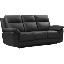 vente-unique Relaxsofa 3-Sitzer - Büffelleder - Schwarz - PAKITA