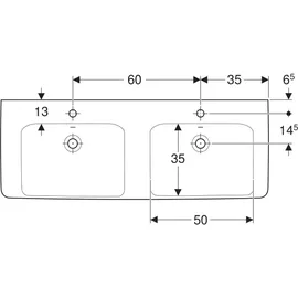 Geberit Renova Plan Doppelwaschtisch 130 x 48 cm (501710001)