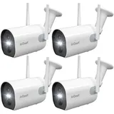 ieGeek Überwachungskamera 2K/3MP Überwachungskamera Aussen Akku WLAN Kabellose (Außenbereich Sicherheit, Baby Überwachung, Haustieren Überwachung, Innenbereich Sicherheit, Wild und Jagd, Überwachung, Außen/Innen IP Kamera Outdoor mit PIR Bewegungsmelder, 4-tlg., Farbnachtsicht, Funktioniert mit Alexa 2-Wege Audio, Benutzerdefinierten Bereich Lange Standby-Zeit) weiß