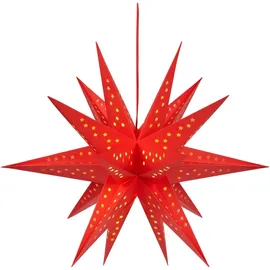 Brubaker 3D Weihnachtsstern - 60 cm Leuchtstern - Batteriebetrieben mit Timer - LED Stern für Fensterdeko - Papierstern Weihnachten, Rot
