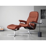 Stressless Stressless® Relaxsessel Consul (Set, Relaxsessel mit Hocker), mit Hocker, mit Cross Base, Größe S, M & L, Holzakzent Braun rot 82 cm x 102 cm x 72 cm