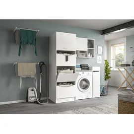 WELLTIME Hängeschrank WELLTIME "FALAS, Breite 95cm, 1 Klappe, 5 Fächer", weiß (weiß nb), B:95cm H:64cm T:34cm, Holzwerkstoff, Schränke, Hängeschrank, Schrank, Wandschrank, Badschrank, Wäscheschrank