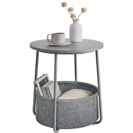 VASAGLE LILEA Kollektion - Beistelltisch rund, Kleiner Tisch, Couchtisch klein, Wohnzimmertisch, Korb aus Stoff, Stauraum für Wohnzimmer, Nachttisch modern, Taubengrau-schiefergrau LET223G36